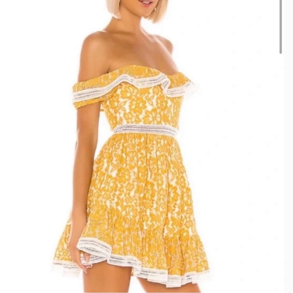 NBD yellow lace dress